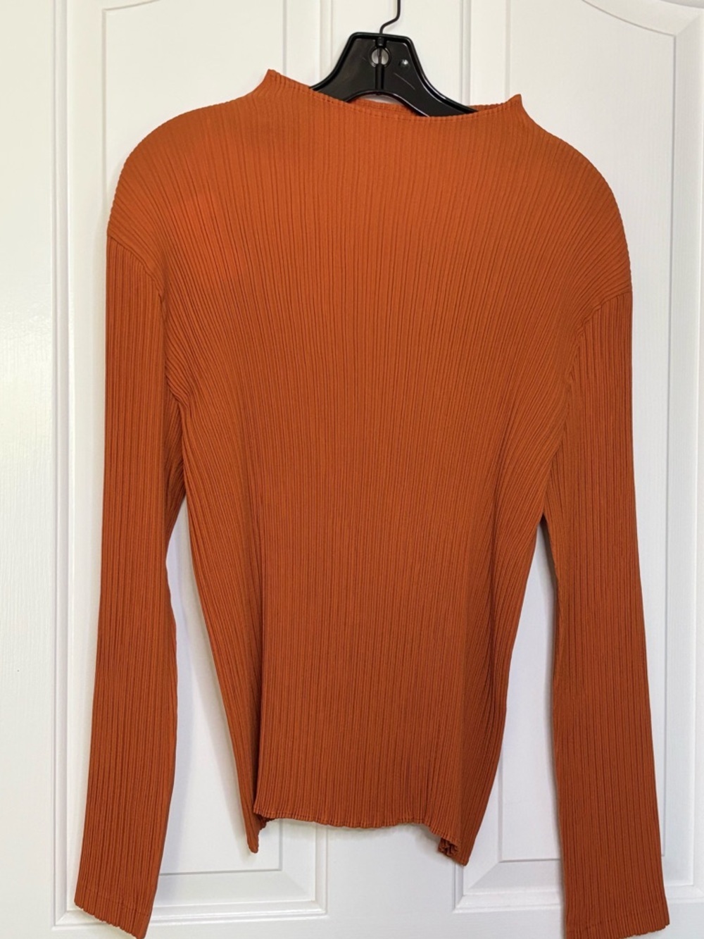 NWT Issey Miyake Pleated Mockneck Top in Deep Orange size 3/8-10US